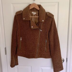 Max Studio moto style teddy jacket/ coat size small